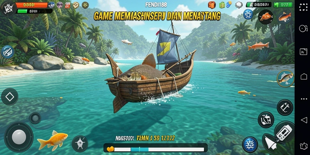 Tampilan gameplay FENDI188 yang menakjubkan dengan aktivitas memancing.