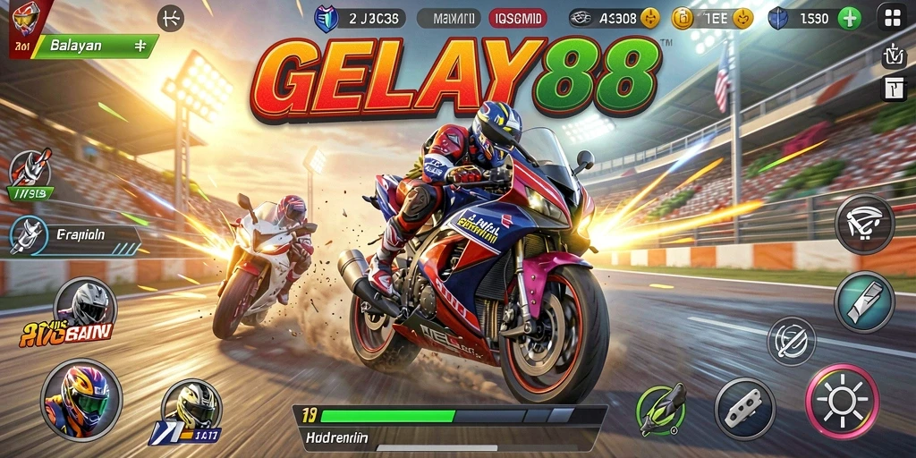 Tampilan gameplay GELAY88 dengan aksi balap yang mendebarkan.
