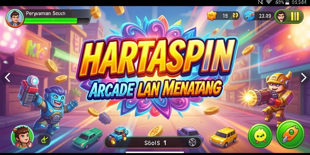 Screenshot HARTASPIN menunjukkan gameplay Arcade yang mengasyikkan.