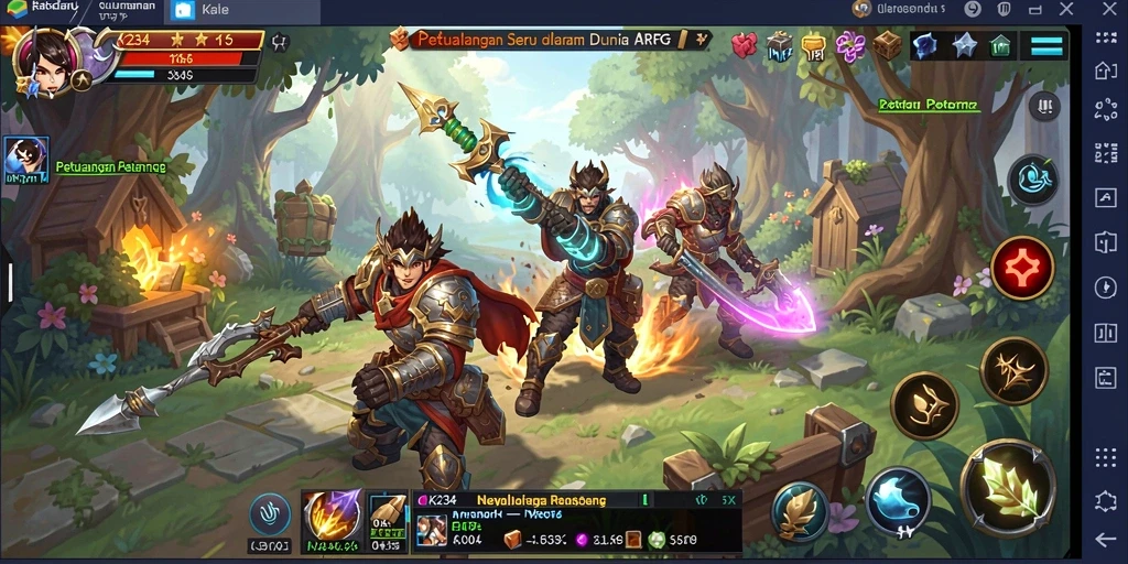 Tampilan gameplay dinamis dalam petualangan ARPG K234.