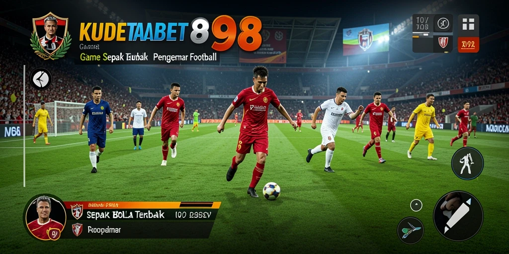 Screenshot KUDETABET98 menampilkan aksi seru dari pertandingan sepak bola.