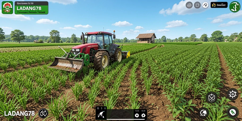 Screenshot LADANG78 menampilkan pengalaman simulasi pertanian yang menyenangkan.