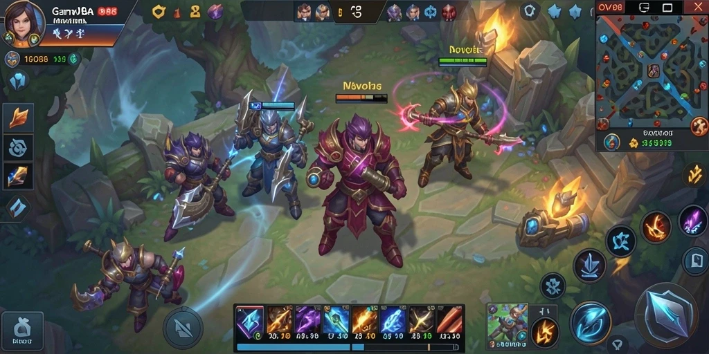 Screenshot gameplay OVO88 menampilkan aksi seru dalam pertempuran MOBA.