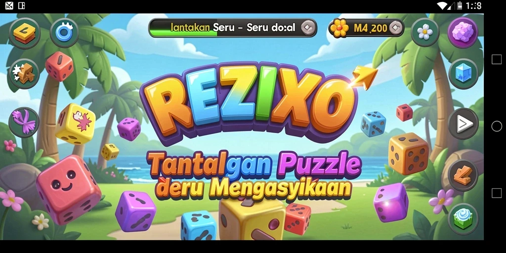 Tampilan aksi seru dalam gameplay Puzzle REZIXO.