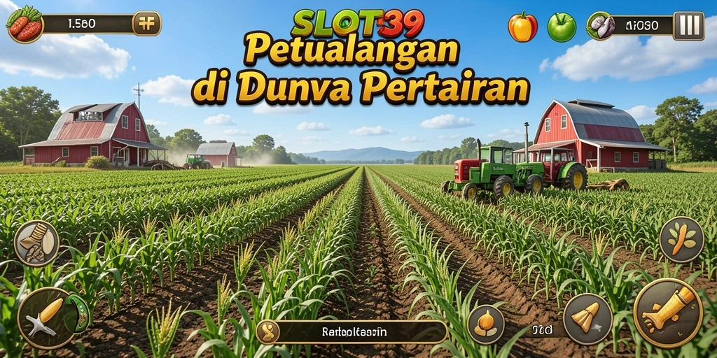 Tangkapan layar utama SLOT39 menampilkan gameplay seru pertanian yang penuh warna.