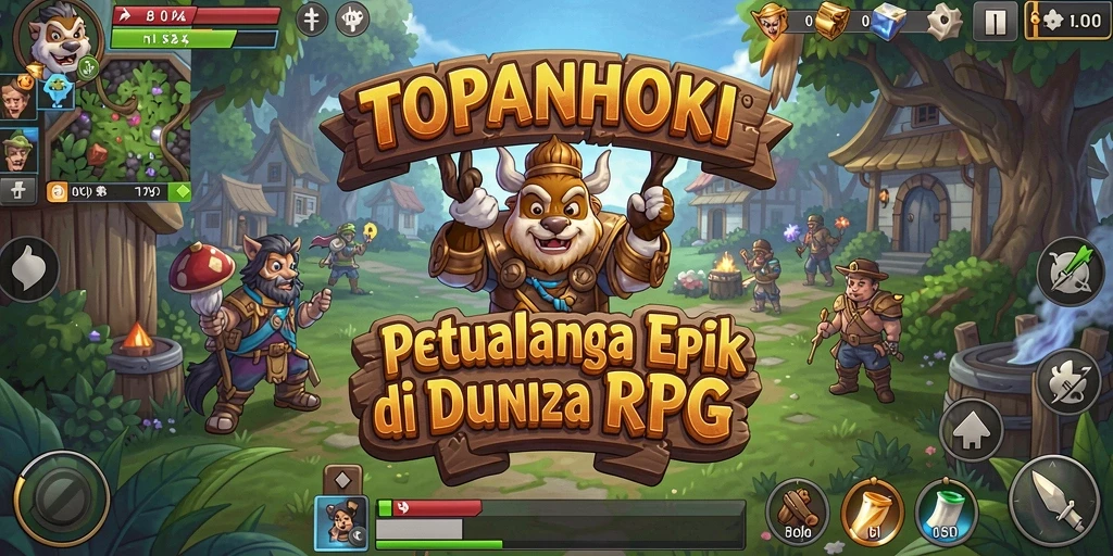 Gameplay TOPANHOKI yang menampilkan pertarungan dan petualangan epik.
